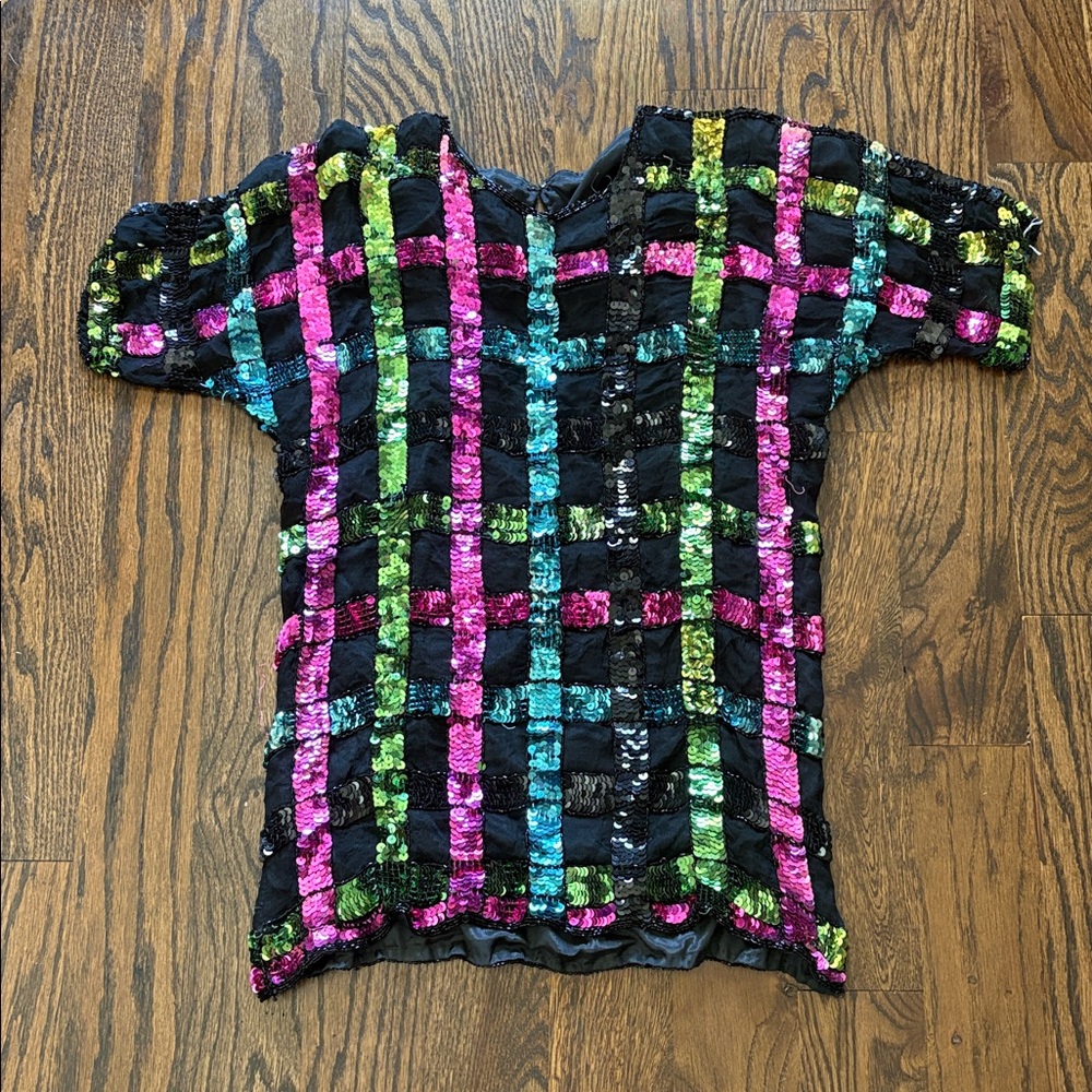 Vintage Top Colorful Sequin blouse Women’s XS-S 2-4